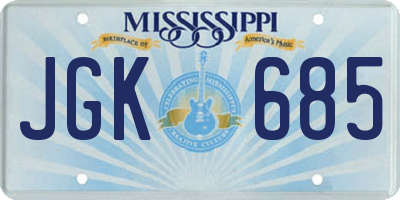MS license plate JGK685