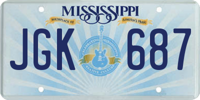 MS license plate JGK687