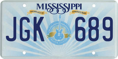 MS license plate JGK689
