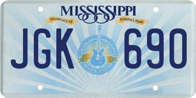 MS license plate JGK690