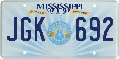 MS license plate JGK692