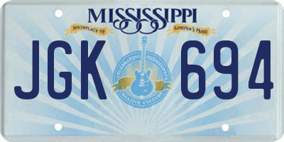 MS license plate JGK694