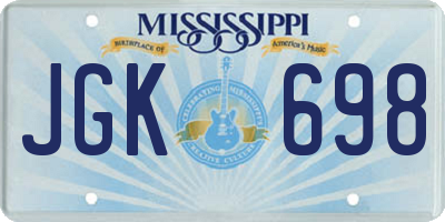 MS license plate JGK698