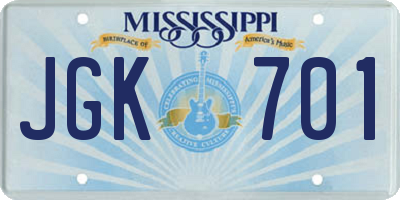 MS license plate JGK701