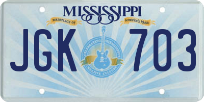MS license plate JGK703