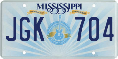 MS license plate JGK704