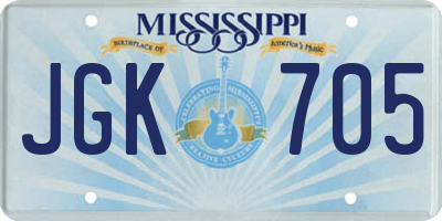 MS license plate JGK705
