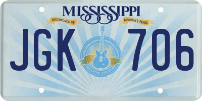 MS license plate JGK706