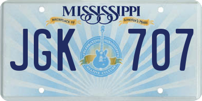 MS license plate JGK707