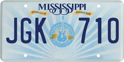 MS license plate JGK710