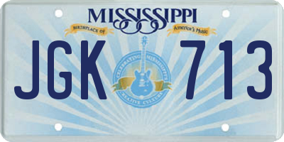 MS license plate JGK713