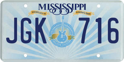 MS license plate JGK716