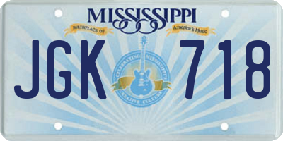 MS license plate JGK718