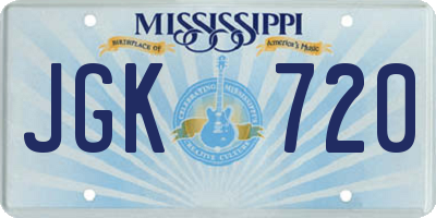 MS license plate JGK720