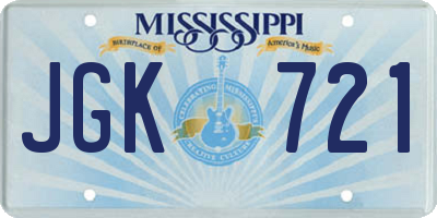 MS license plate JGK721