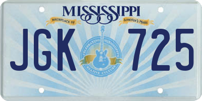 MS license plate JGK725