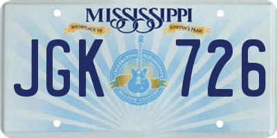 MS license plate JGK726