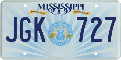 MS license plate JGK727