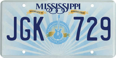 MS license plate JGK729