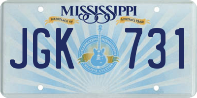 MS license plate JGK731