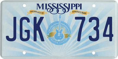 MS license plate JGK734