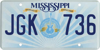 MS license plate JGK736