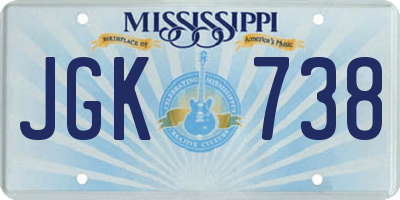 MS license plate JGK738