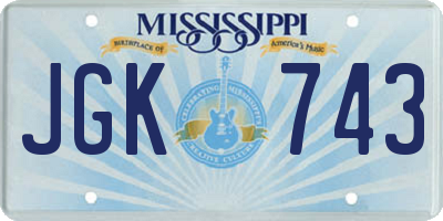 MS license plate JGK743