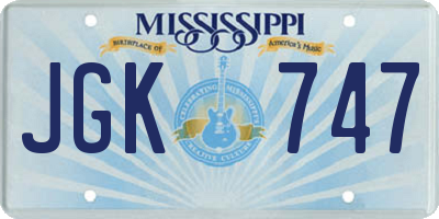 MS license plate JGK747