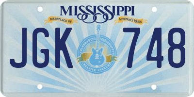 MS license plate JGK748