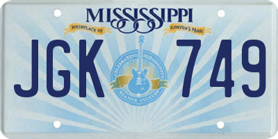 MS license plate JGK749