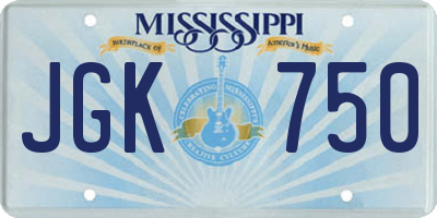 MS license plate JGK750