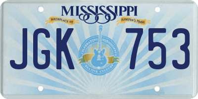 MS license plate JGK753