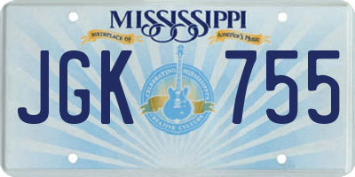 MS license plate JGK755