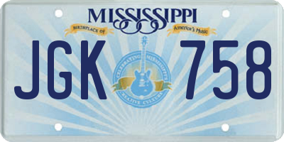 MS license plate JGK758