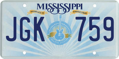 MS license plate JGK759