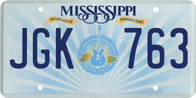 MS license plate JGK763
