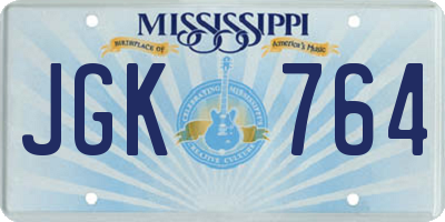 MS license plate JGK764