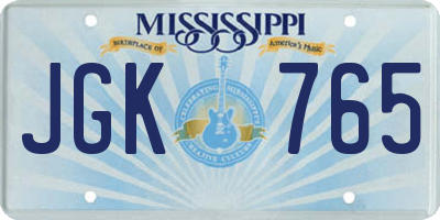 MS license plate JGK765