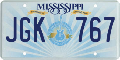 MS license plate JGK767