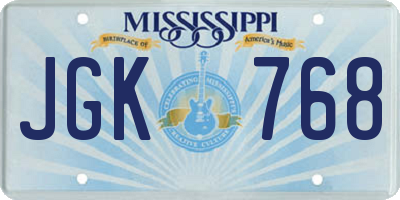 MS license plate JGK768