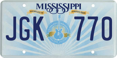 MS license plate JGK770