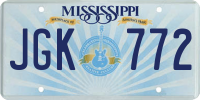 MS license plate JGK772