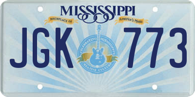 MS license plate JGK773