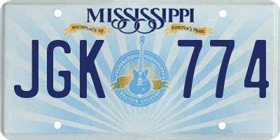 MS license plate JGK774