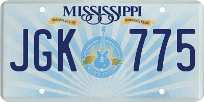 MS license plate JGK775