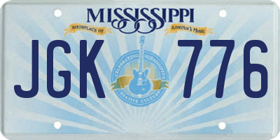 MS license plate JGK776
