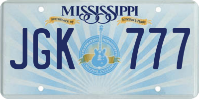 MS license plate JGK777