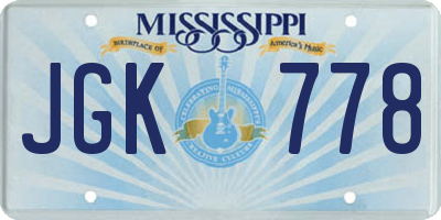 MS license plate JGK778