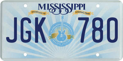 MS license plate JGK780